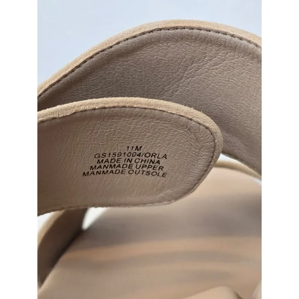 MIA Espadrille Platform Slide Sandals Tan Suede 11W Boho Cozy Summer Flatforms